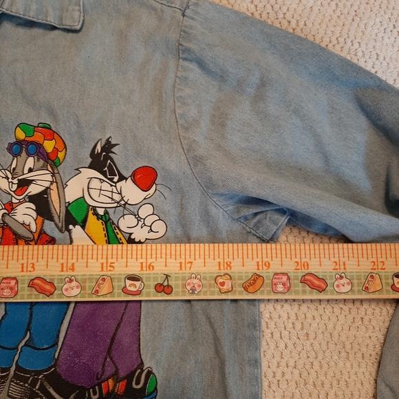 Warner Brothers Vintage kids size 12 Denim long sleeve button up Year 1990s - Picture 5 of 7